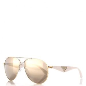Prada White and Gold Mirror Aviators